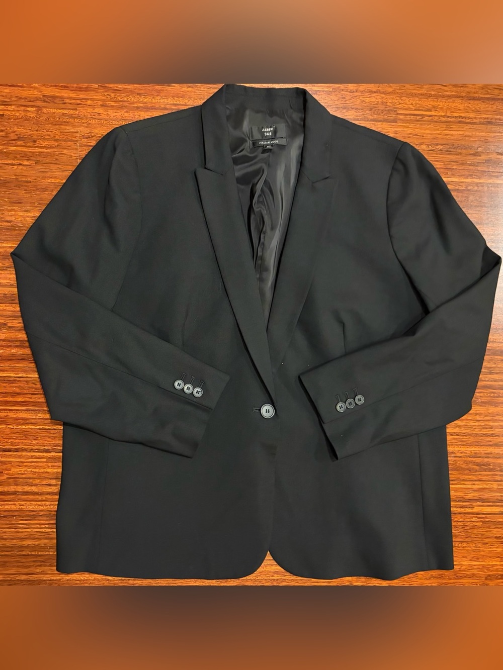 J.Crew 365 Black Italian Wool Blazer Size 20 Modern Office Career Suit Jacket